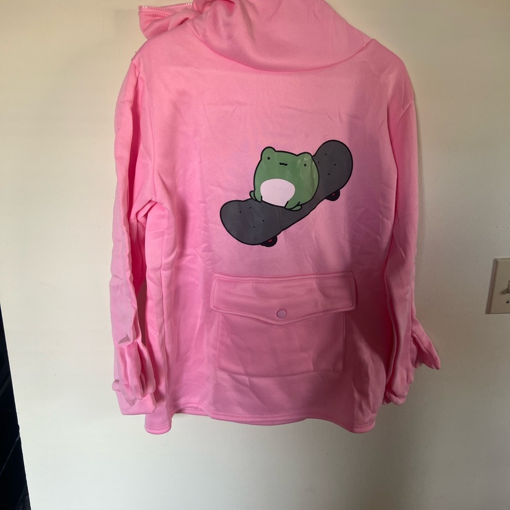 Nice Women Novelty Pink Frog  Hoodie M